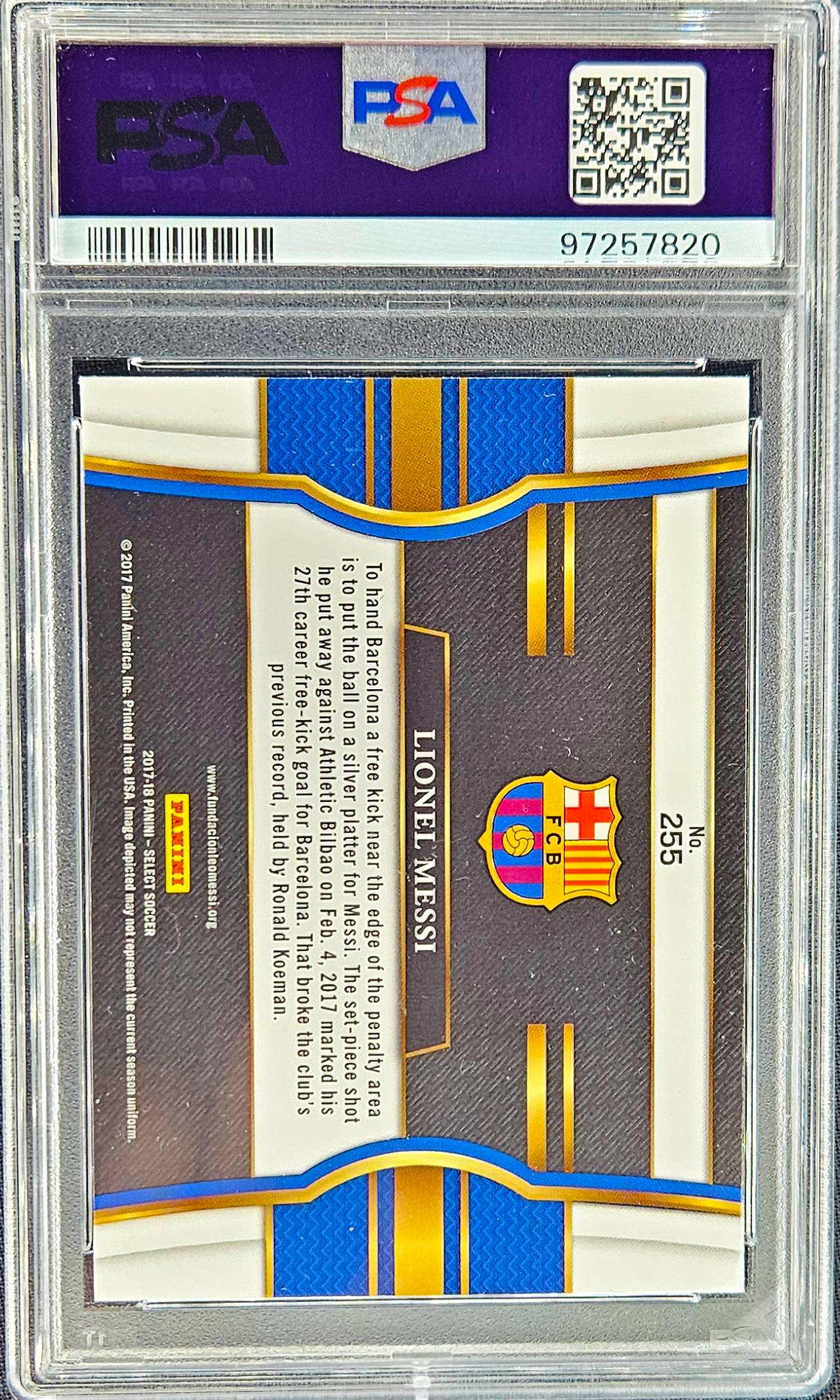 17 Panini Select Soccer - #255 Lionel Messi (PSA 9 - Mint)