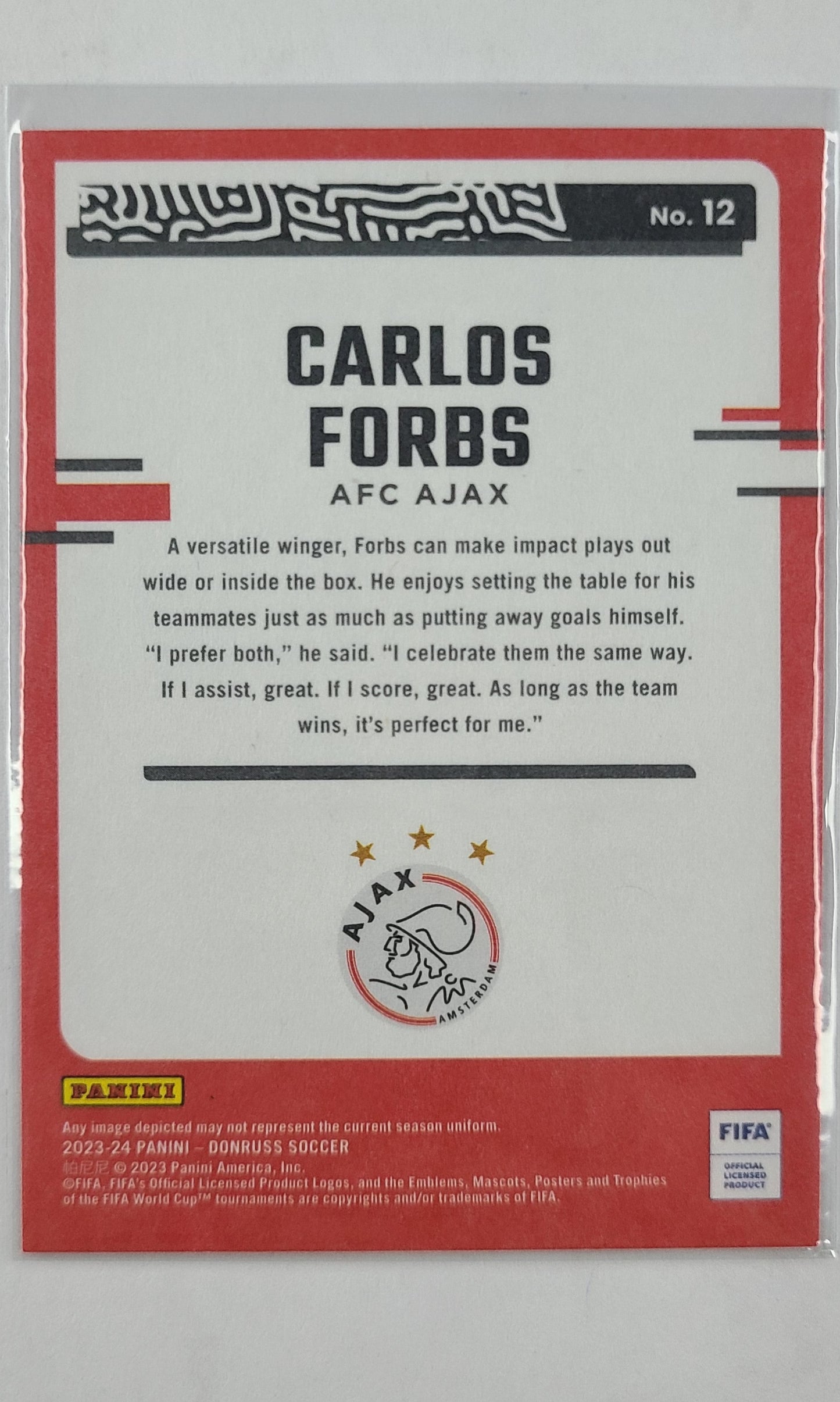 23 Panini Donruss Soccer (The Rookies) - #12 Carlos Forbs (Red)