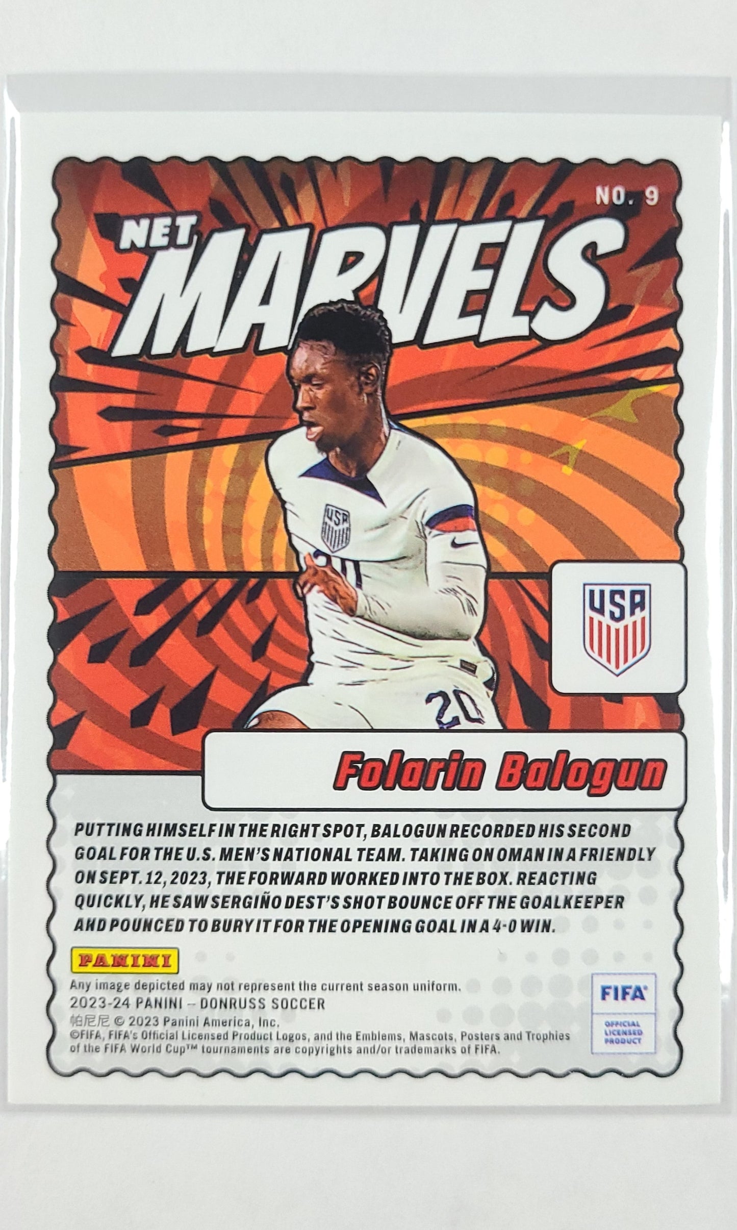 23 Panini Donruss Soccer (Net Marvels) - #9 Folarin Balogun