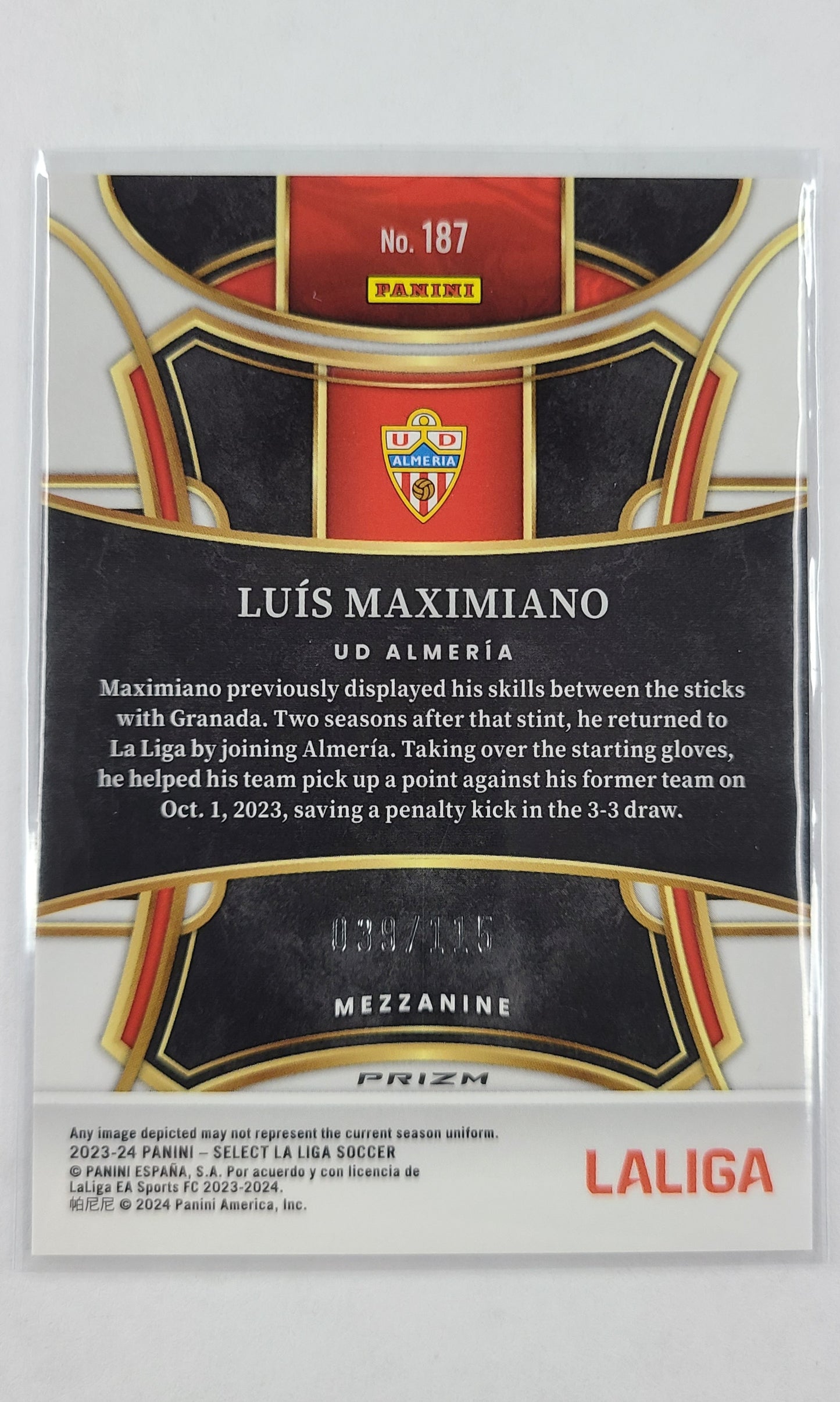 23 Panini Select Soccer - #187 Luis Maximiano (039/115 - Pink Mojo)