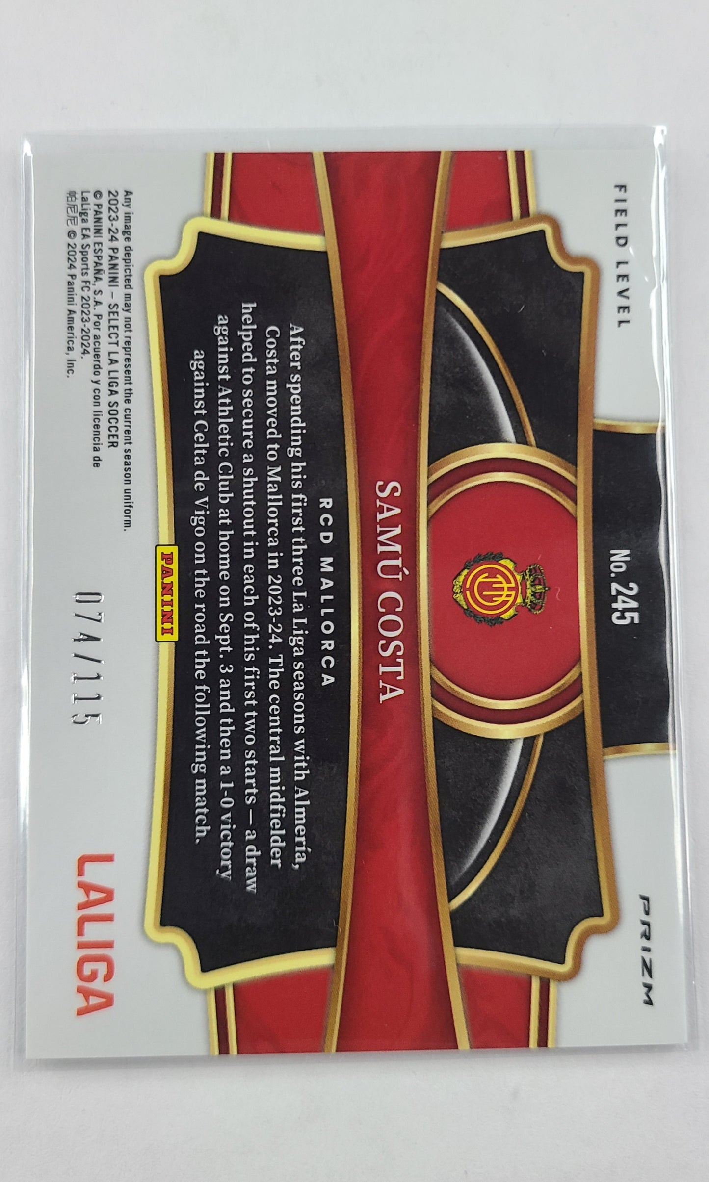 23 Panini Select Soccer - #245 Samu Costa (074/115 - Pink Mojo - Field Level)