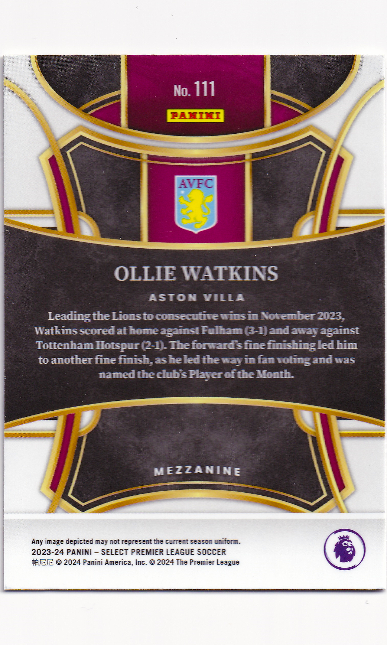 23 Panini Select Soccer - #111 Ollie Watkins