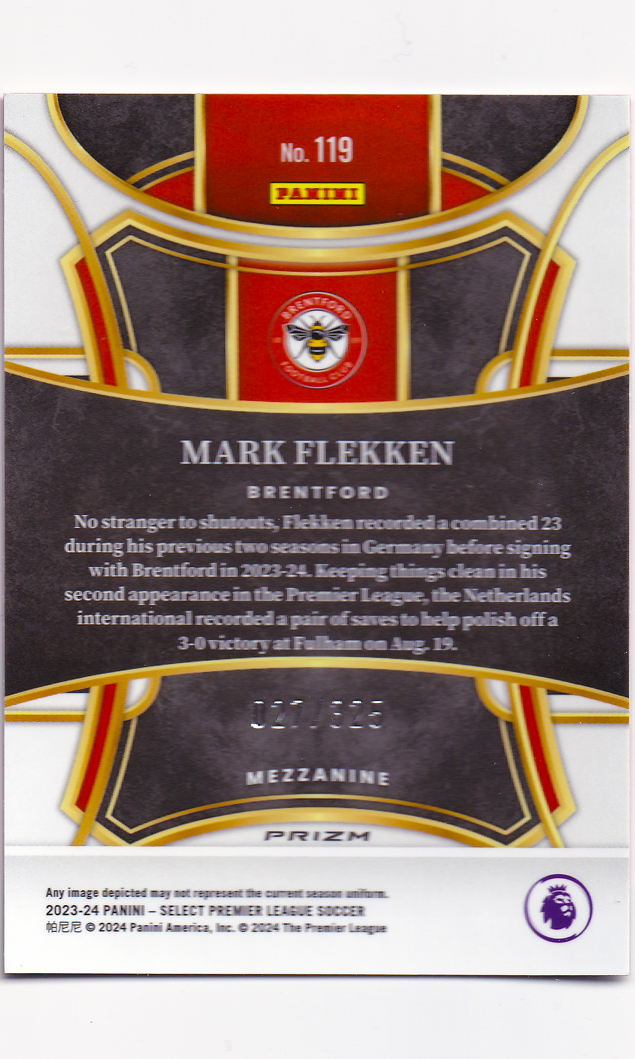 23 Panini Select Soccer - #119 Mark Flekken (027/325 - Pink Mojo)