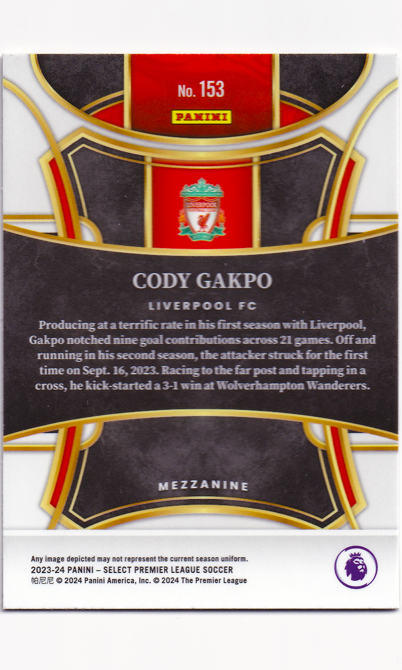 23 Panini Select Soccer - #153 Cody Gakpo