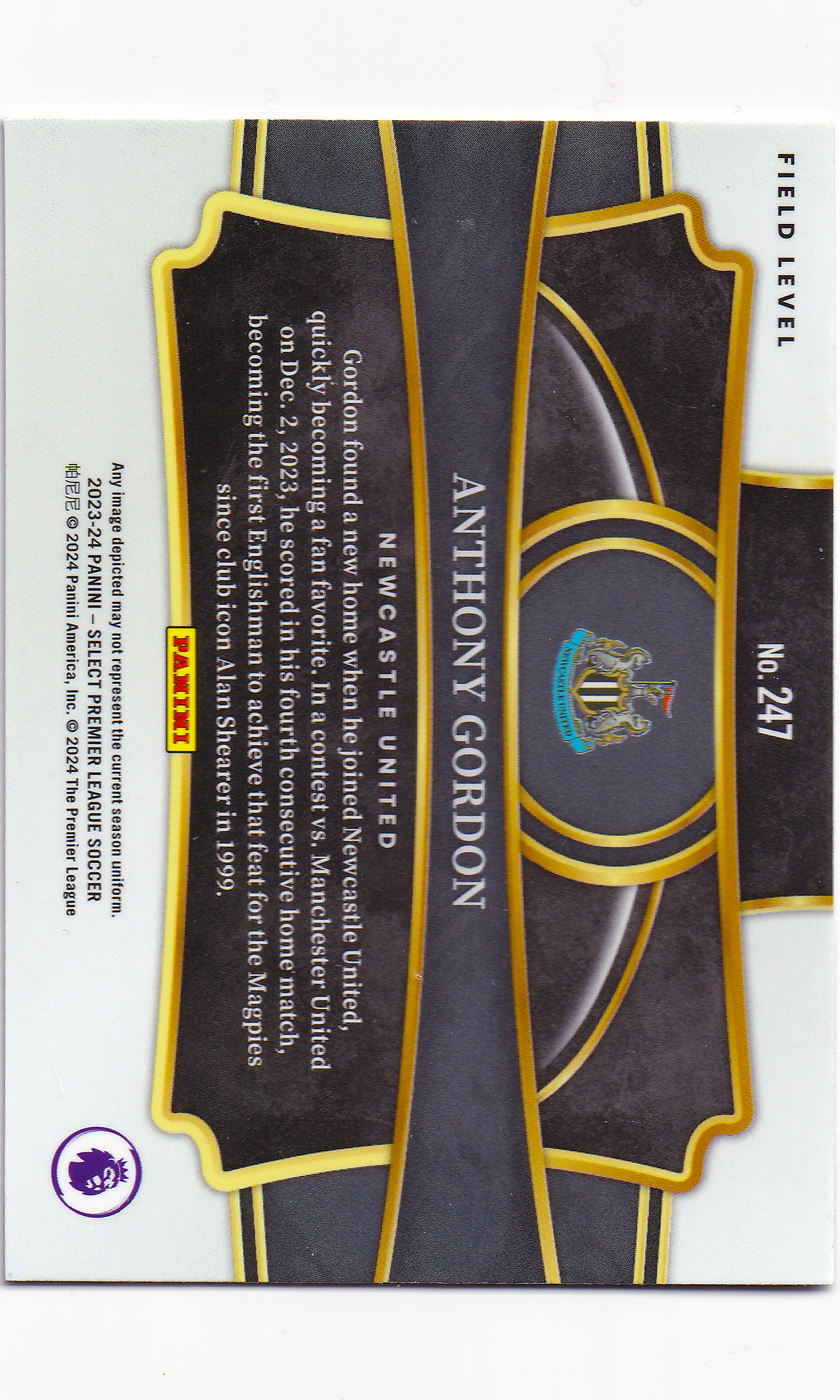 23 Panini Select Soccer - #247 Anthony Gordon (Field Level)