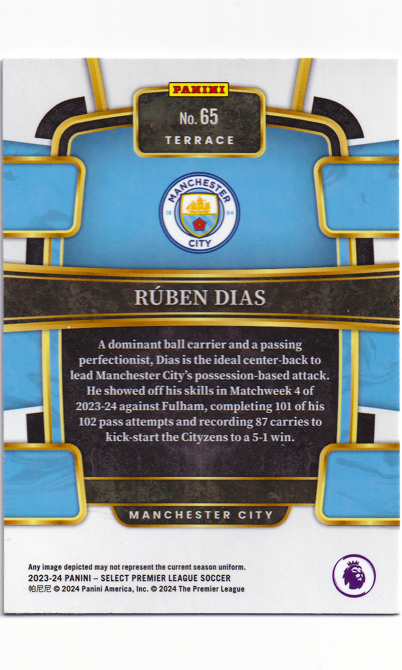 23 Panini Select Soccer - #65 Ruben Dias