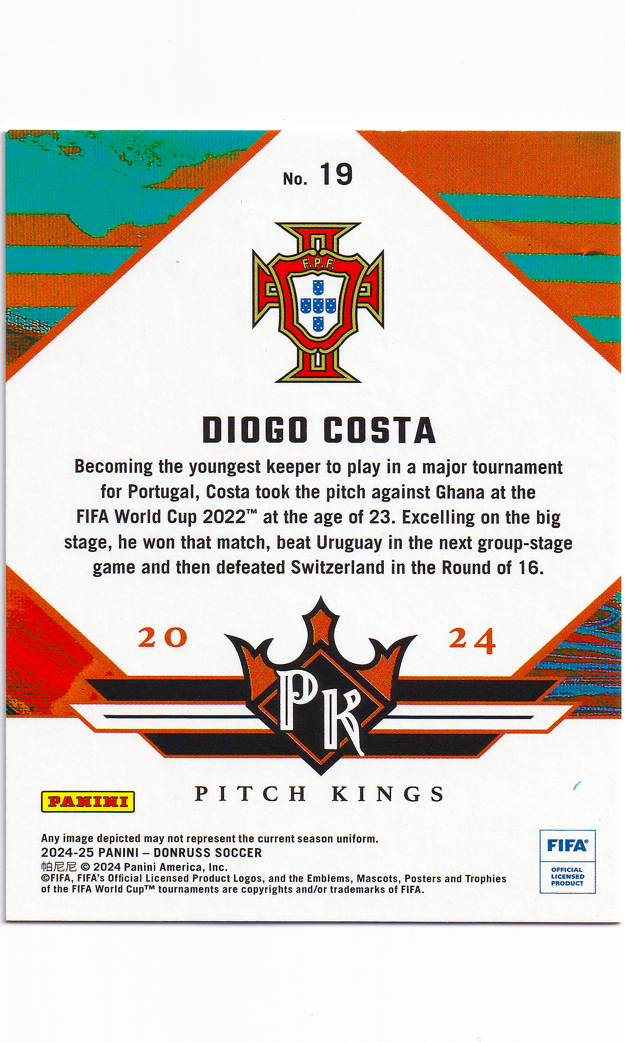 24 Panini Donruss Soccer - #19 Diogo Costa (Pitch Kings)