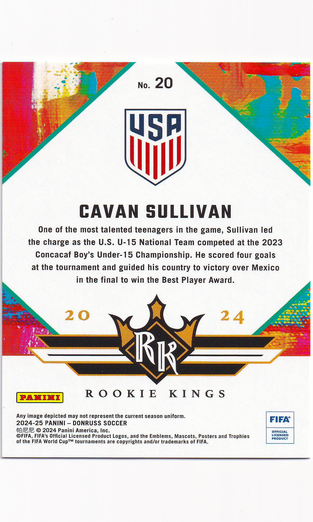 24 Panini Donruss Soccer - #20 Cavan Sullivan (Rookie Kings)