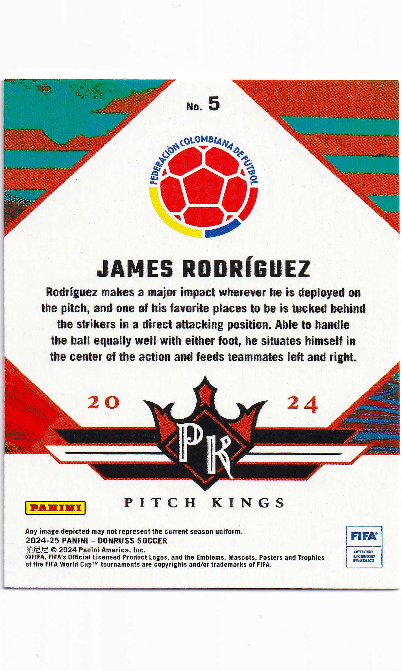 24 Panini Donruss Soccer - #5 James Rodriguez (Red - Pitch Kings)
