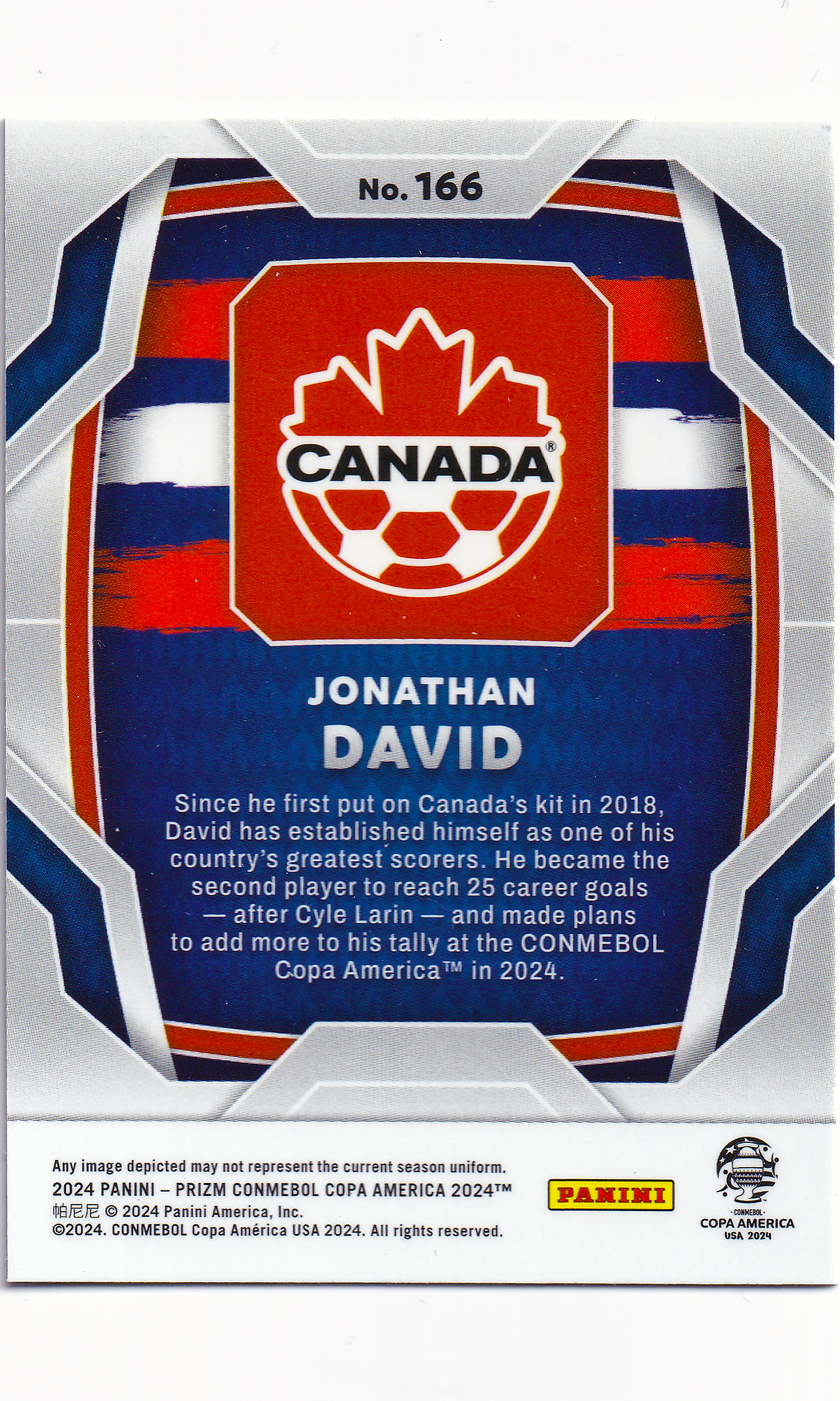 24 Panini Prizm Copa America Soccer - #166 Jonathan David