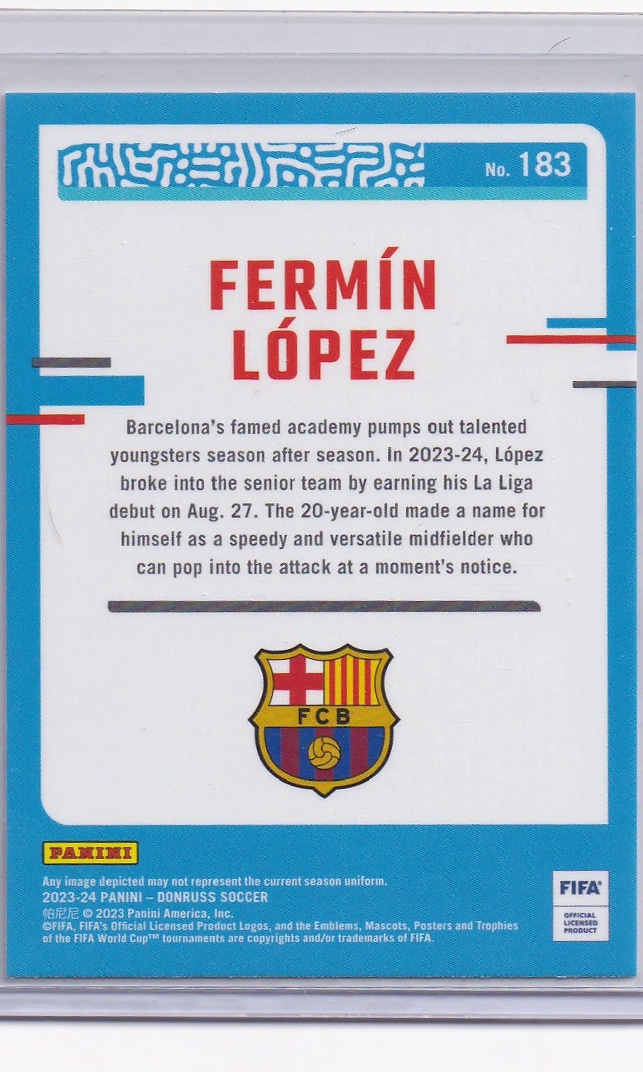 23 Panini Donruss Soccer (Rated Rookie) - #183 Fermin Lopez