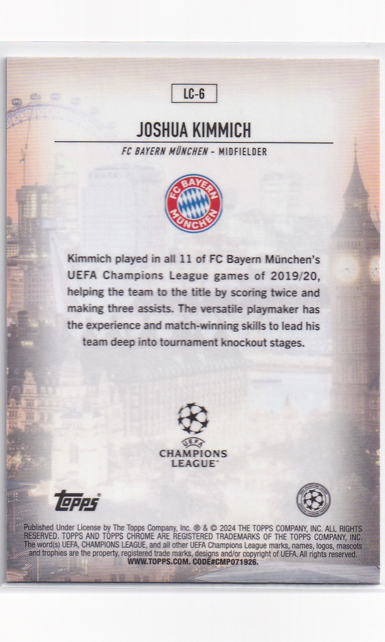 23 Topps Chrome Soccer (London Calling) - #LC-6 Joshua Kimmich