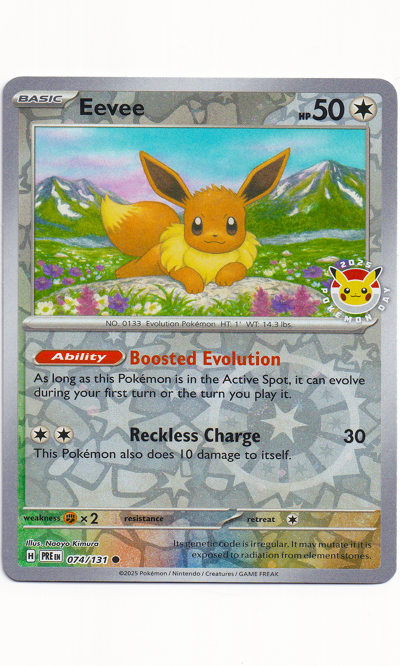 Pokemon - #074 Eevee (Reverse Cosmos Holo - Pokemon Day 2025)