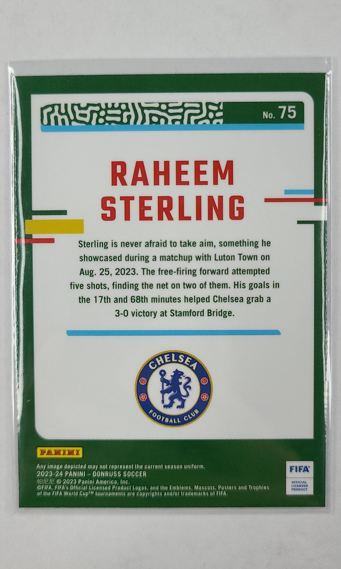 23 Panini Donruss Soccer (Optic) - #75 Raheem Sterling