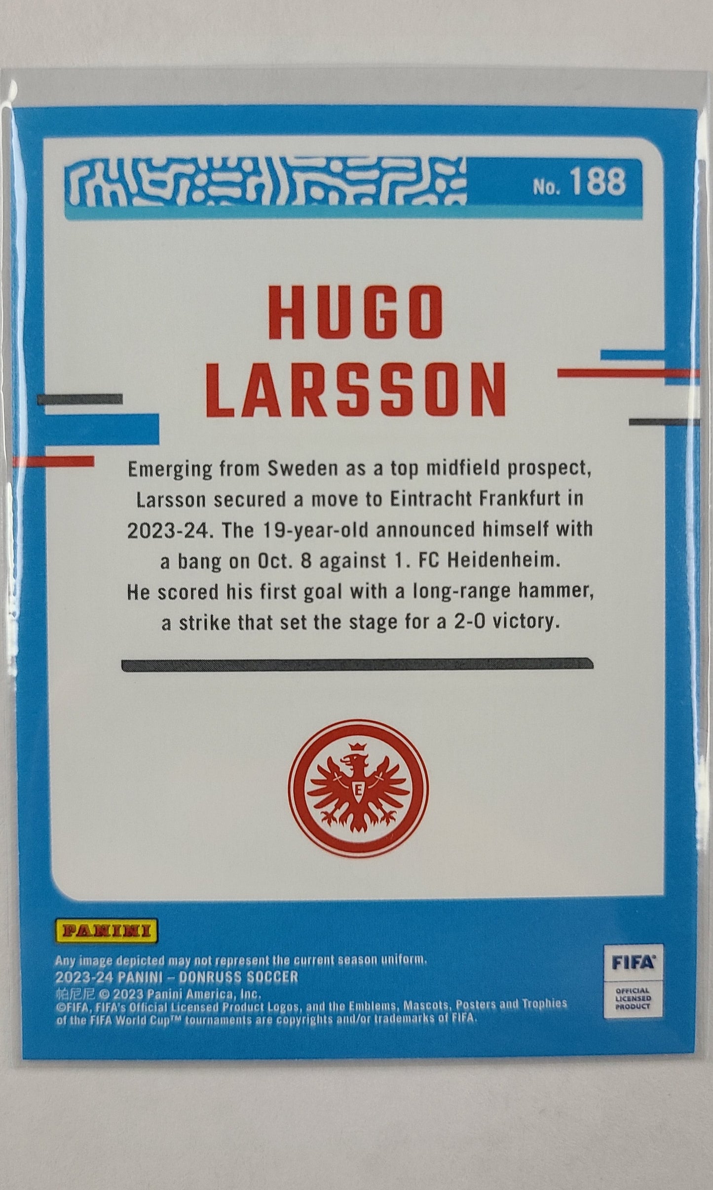 23 Panini Donruss Soccer (Rated Rookie) - #188 Hugo Larsson