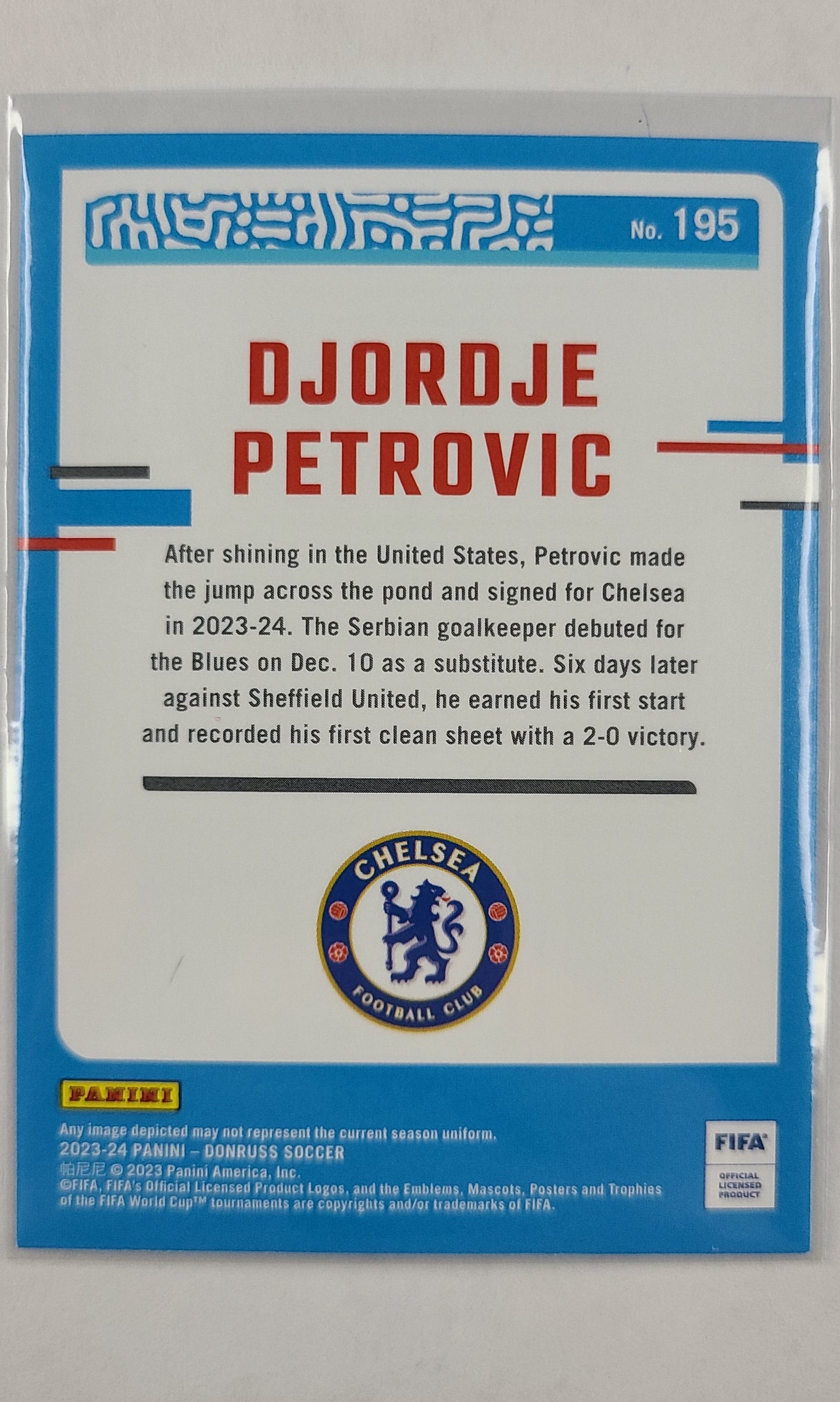 23 Panini Donruss Soccer (Rated Rookie) - #195 Djordje Petrovic