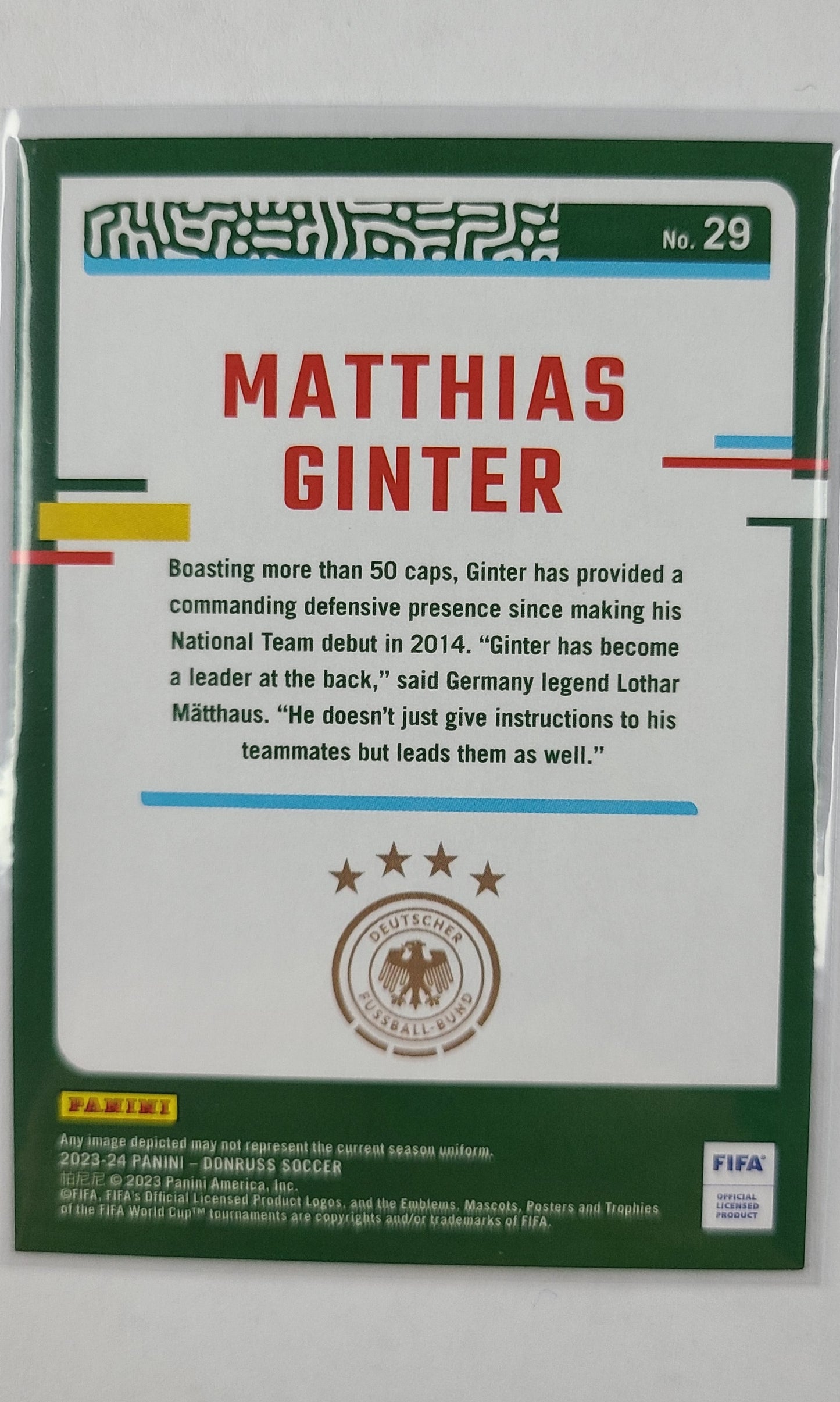 23 Panini Donruss Soccer - #29 Matthias Ginter (Cubic)