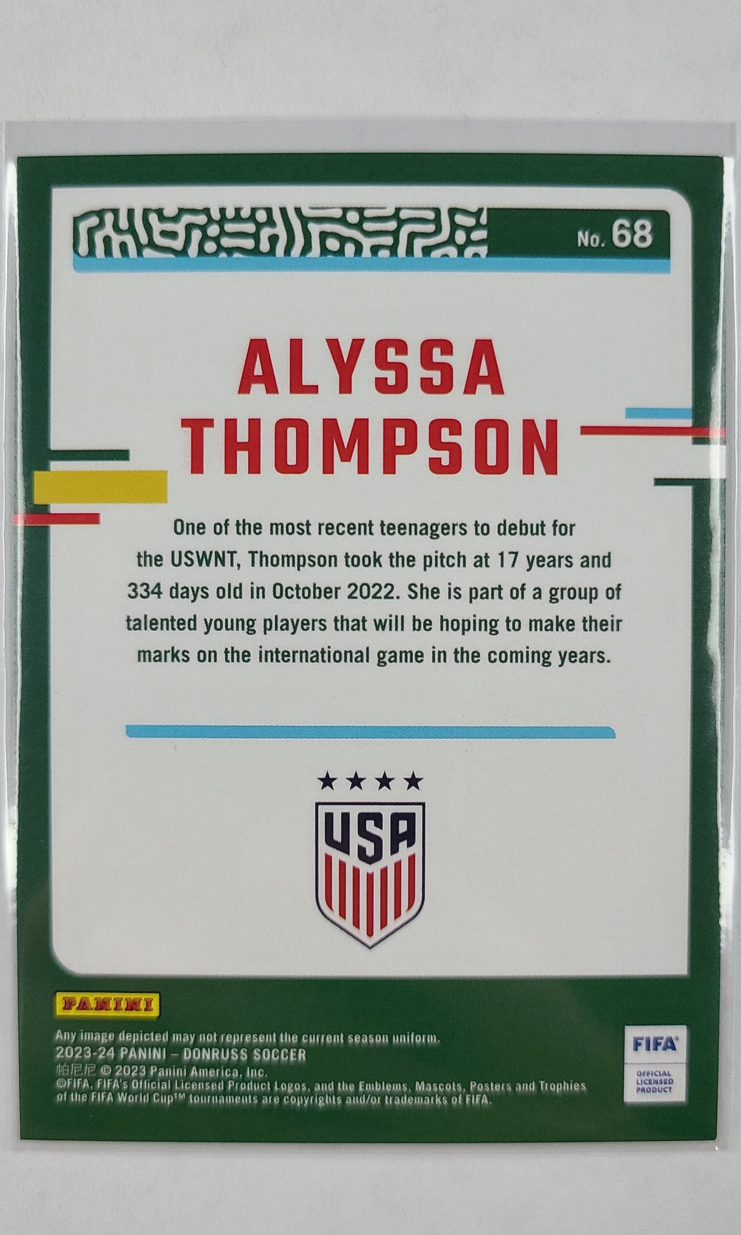 23 Panini Donruss Soccer - #68 Alyssa Thompson