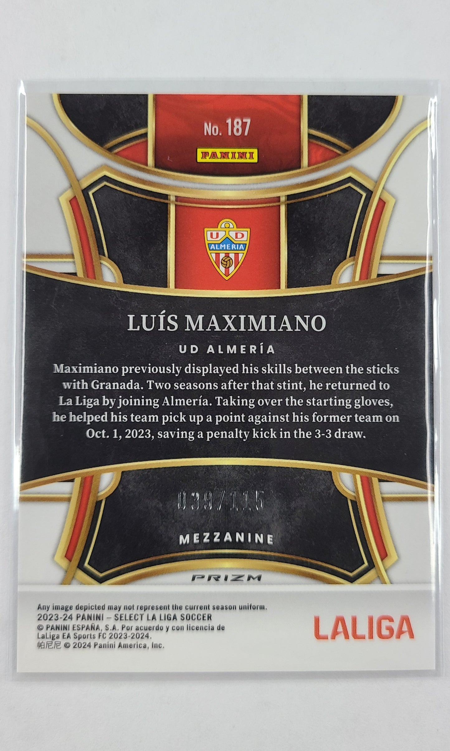 23 Panini Select Soccer - #187 Luis Maximiano (039/115) (Pink Mojo)