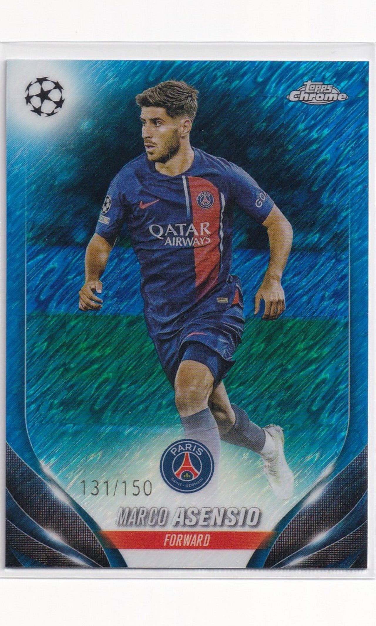 23 Topps Chrome Soccer - #97 Marco Asensio (Shimmer Blue Refractor)