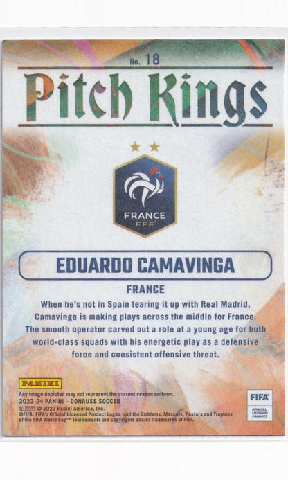 23 Panini Donruss Soccer (Pitch Kings) - #18 Eduardo Camavinga (Red)