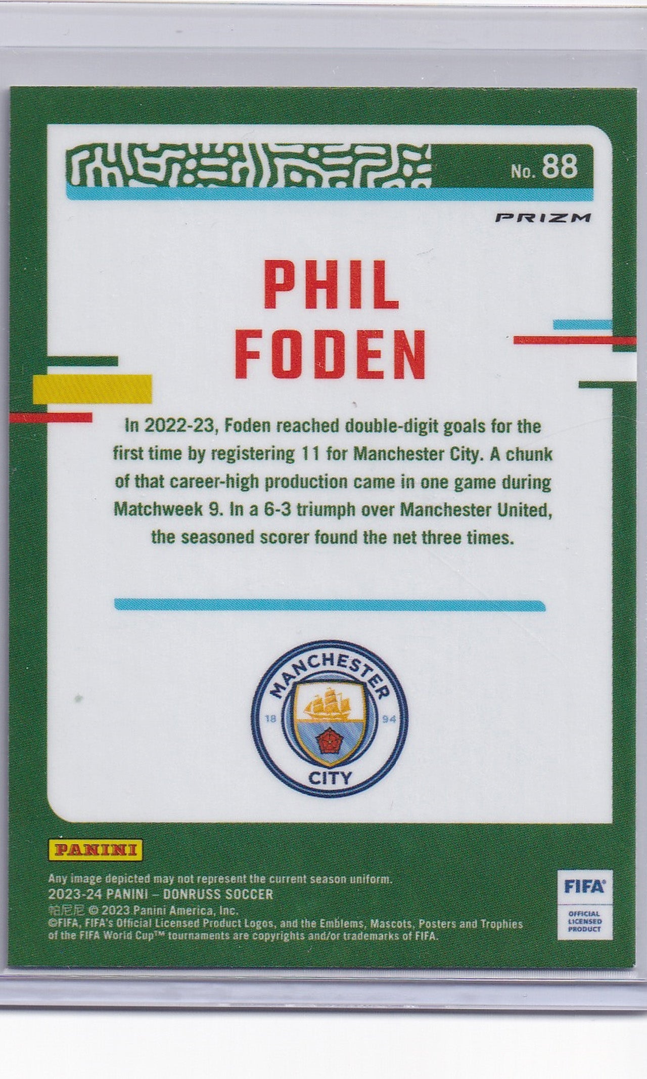 23 Panini Donruss Soccer (Optic) - #88 Phil Foden (Velocity)