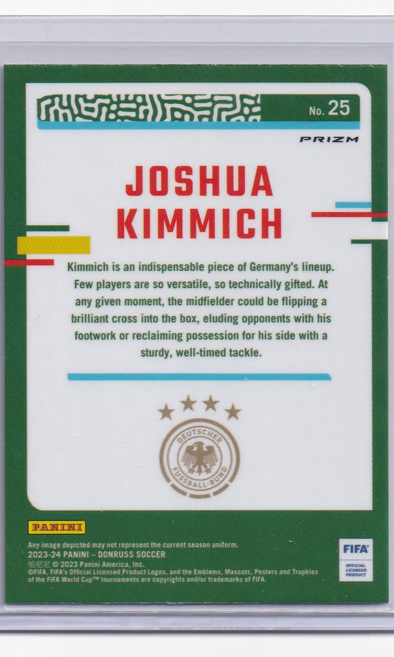 23 Panini Donruss Soccer (Chrome) - #25 Joshua Kimmich (Velocity)