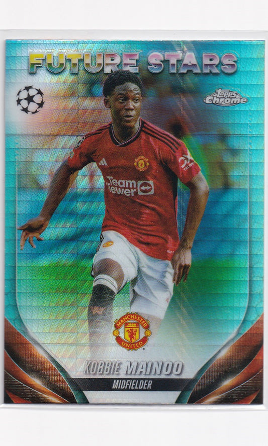 23 Topps Chrome Soccer (Future Stars) - #57 Kobbie Mainoo (Aqua Prism Refractor)