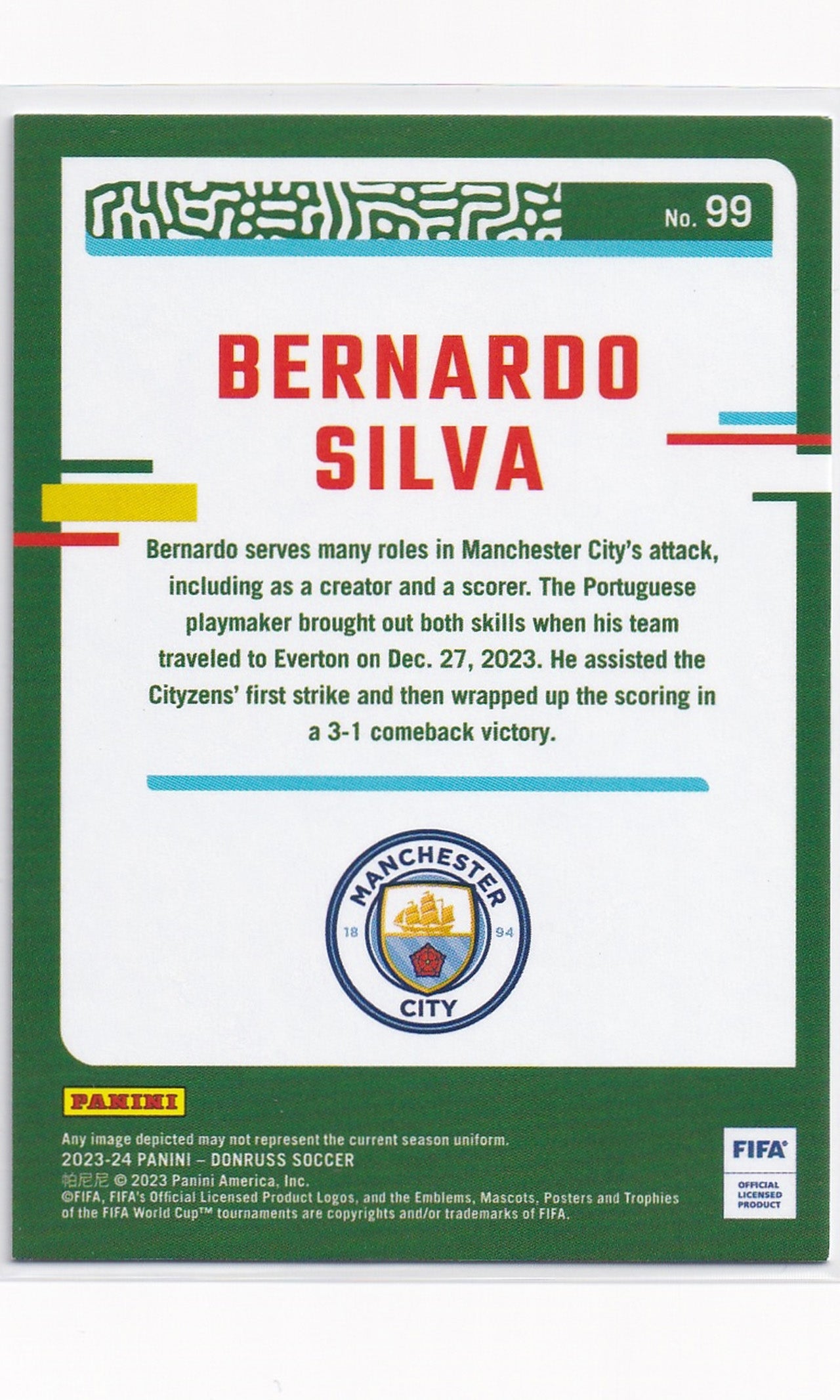 23 Panini Donruss Soccer - #99 Bernardo Silva (Diamond)