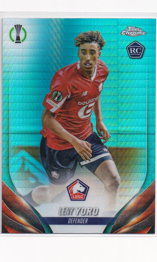 23 Topps Chrome Soccer - #154 Leny Yoro (Aqua Prism Refractor)